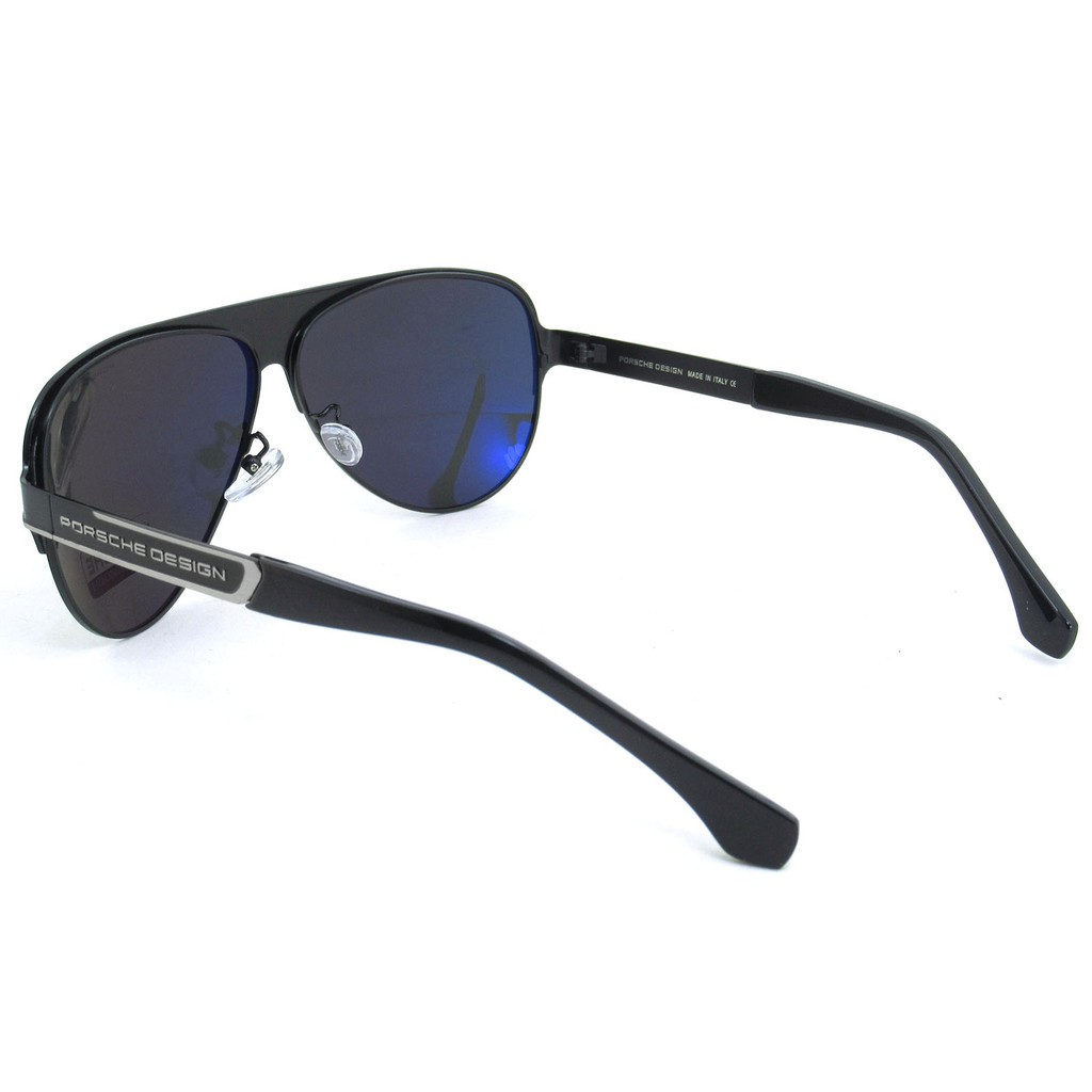 polarized-แว่นกันแดด-แฟชั่น-รุ่น-porsche-uv-8580-c-1-สีดำตัดเงินเลนส์ดำ-ทรงสปอร์ต-เลนส์โพลาไรซ์