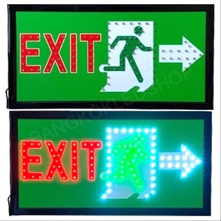 LED Sign EXITตัววิ่งสีเขียว  ป้ายไฟแอลอีดีสำหรับตกแต่ง 220V ป้ายตัวอักษร ป้ายไฟ ป้ายหน้าร้าน ใช้ประดับตกแต่ง
