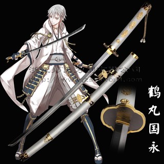 JAPAN ดาบซามูไร ดาบนินจา Samurai ดาบญี่ปุ่น ดาบคาตานะ Tsurumaru Kuninaga Sword + แท่นวาง( Touken Ranbu ) NO-601