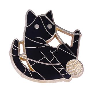 Cat plays with yarn ball lapel pin troublemaking knitting kitten badge creative knitters flair accessory