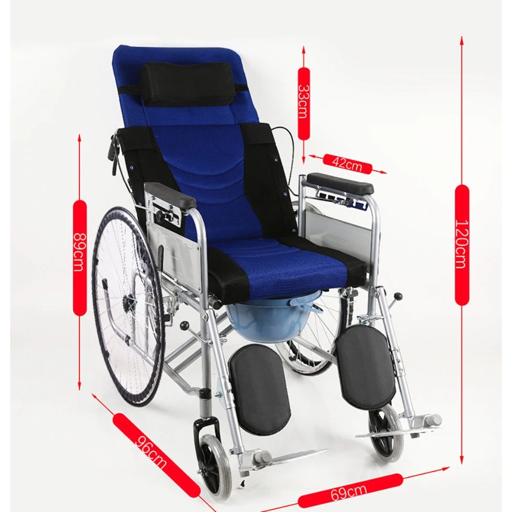 HIMIWAY รุ่น รถเข็นผู้ป่วย พับได้ น้ำหนักเบา โครงเหล็กหนาพิเศษ พร้อมเบาะรังผึ้งเพื่อความสบายสูงสุด