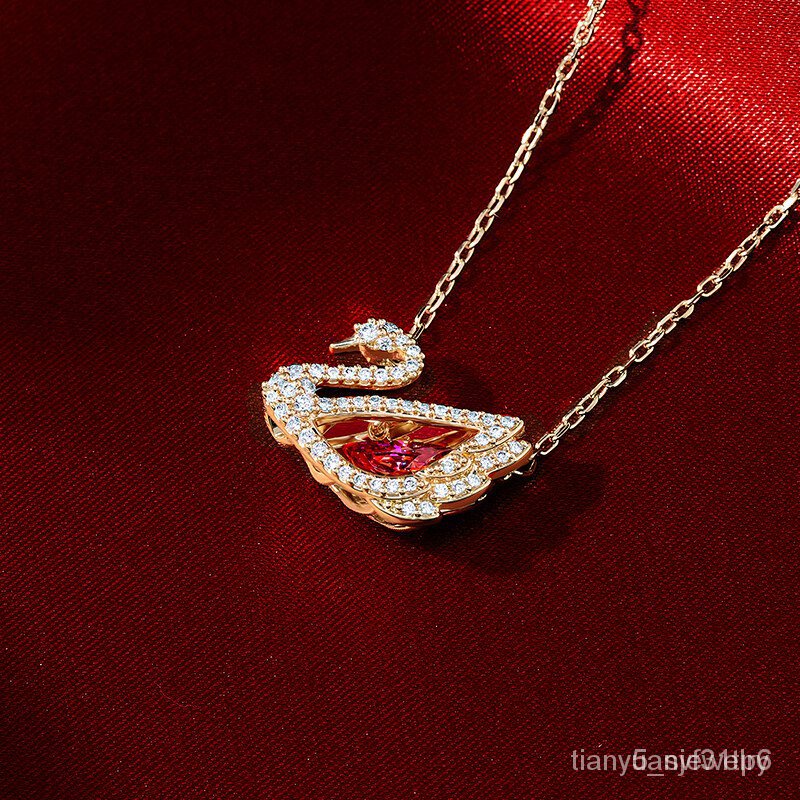 พร้อมส่ง-swarovski-สร้อยคอ-blue-and-red-swan-dancing-swan-glorious-female-necklace-c690-esbm