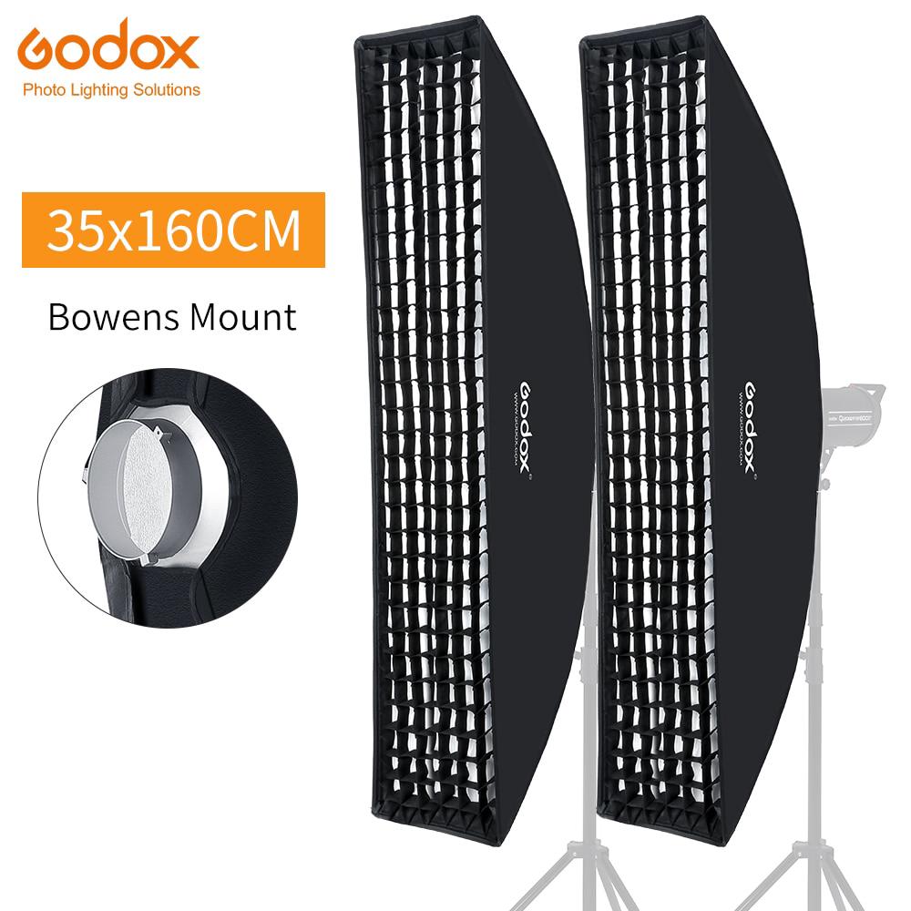 2PCS Godox 35x160cm 14"x63" Strip Beehive Honeycomb Grid Softbox with Bowens Mount for Studio Flash DE300 DE400 SK300