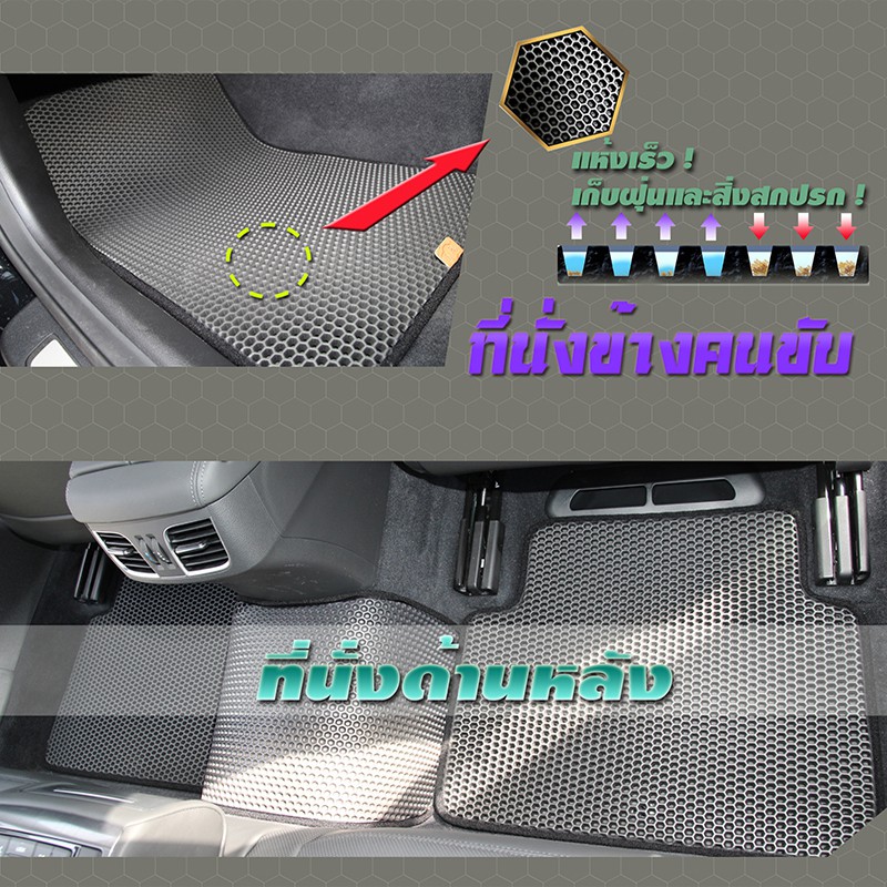 hyundai-genesis-2013-ปัจจุบัน-ฟรีแพดยาง-พรมรถยนต์เข้ารูป2ชั้นแบบรูรังผึ้ง-blackhole-carmat