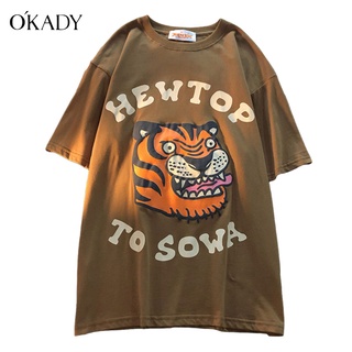 【hot sale】OKADY เสื้อยืดแขนสั้นพิมพ์ลายฤดูร้อนระบายอากาศได้ดี