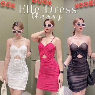 Elle Dress เดรสสายเดี่ยวเว้าหน้า ผ้ามุ้งยืด มีฟองน้ำ