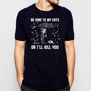 เสื้อยืดผู้ Keanu Be Kind To My Cats Funny T Shirt For Men 2021 Summer 100% Cotton Short Sleeve Tee Male Tops Animal Fas