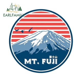 Earlfamily สติกเกอร์ไวนิล ทรงกลม ลาย Mt Fuji สไตล์ญี่ปุ่น สําหรับติดตกแต่งกระจกรถยนต์ 13 ซม. x 13 ซม.