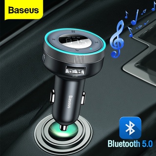 Baseus โมดูลส่งสัญญาณ FM บลูทูธไร้สาย 5.0 USB ชาร์จเร็ว เครื่องเล่น Mp3 วิทยุ Aux แฮนด์ฟรี สําหรับรถยนต์