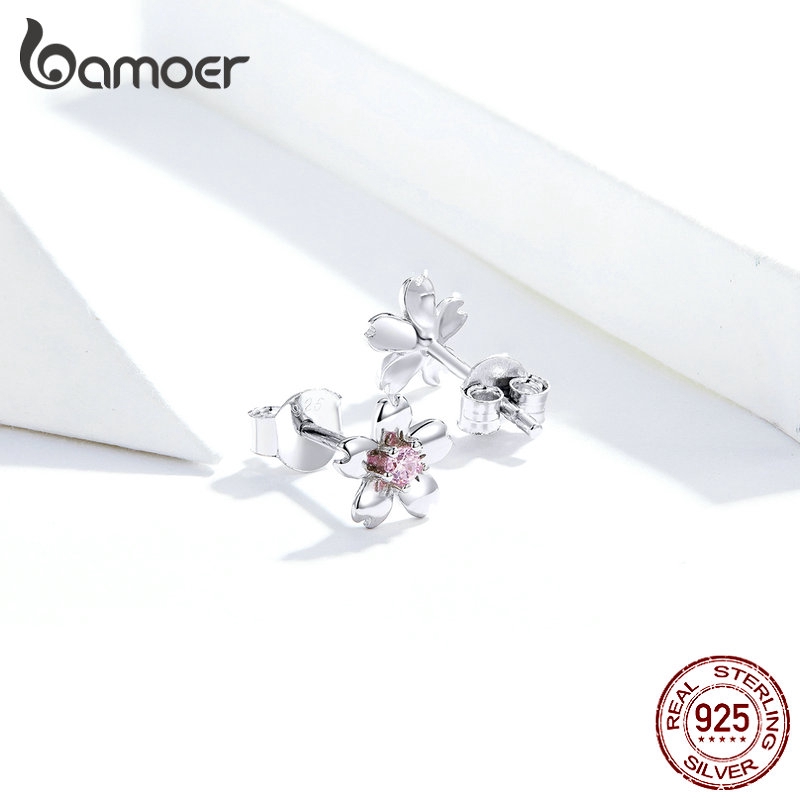 bamoer-ต่างหูเงิน-925-รูปดอกไม้-แฟชั่น