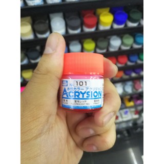 สีสูตรน้ำ Mr.Acrysion Color N101 FLUORESCENT RED (Gloss) 10ml