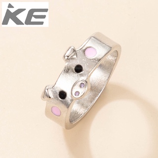 Cute cartoon ring couple simple multicolor pig zodiac animal drip ring ring jewelry for girls
