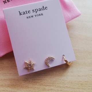 Kate Spade New York เซตต่างหู ดาว  พระจัทร์ และแบบห่วง(เปิดง่าย)  รวม 3 ชิ้น สีทอง