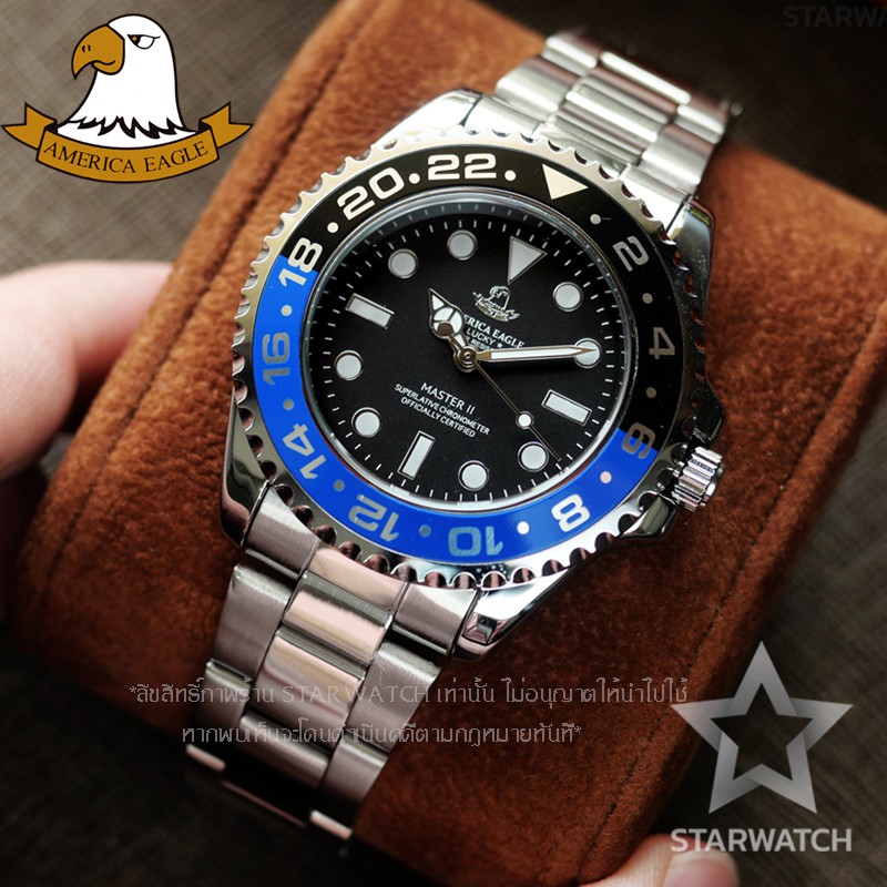 ภาพหน้าปกสินค้าAMERICA EAGLE Watch นาฬิกาข้อมือสุภาพบุรุษ สายสแตนเลส รุ่น AE8007G - Silver/Black/BlueBlack จากร้าน starwatchh บน Shopee