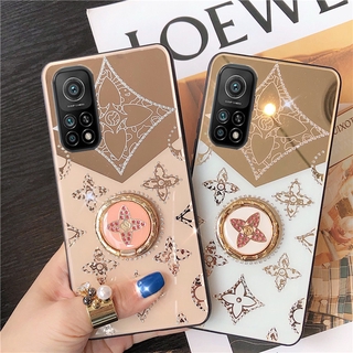 เคสโทรศัพท์ For Xiaomi Mi 10T Pro Casing Luxury Fashion Ins Diamond Clover Acrylic Phone Case Cases 3D Ring Bracket for Mi 10T Pro เคส Hard Cover