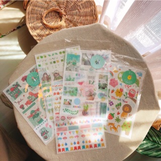 Sticker แผ่นสติ๊กเกอร์แนวเกาหลี ลายวินเทจ,พาสเทล Vintage,Pastel  (ไม่ได้ไดคัทdie cut)