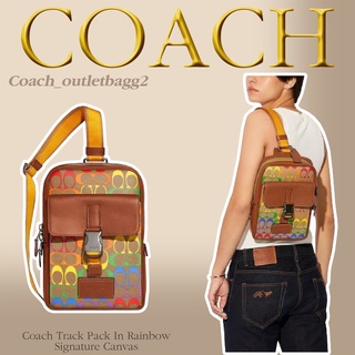 Coach Track Pack In Rainbow Signature Canvas