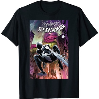 ROUND คอลูกเรือเสื้อยืด พิมพ์ลายการ์ตูน Marvel Symbiote Spider-Man Versus Mysterio-4XL