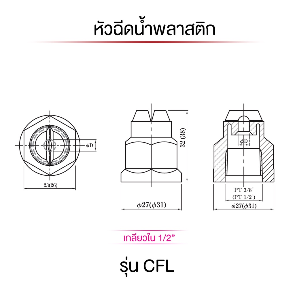 หัวฉีดน้ำพลาสติกรุ่น-cfl-แบบ-flat-spray-nozzle-เกลียวใน-1-2-f-เนื้อพลาสติกอย่างดี-ไม่รั่วซึมใช้งานได้หลากหลาย