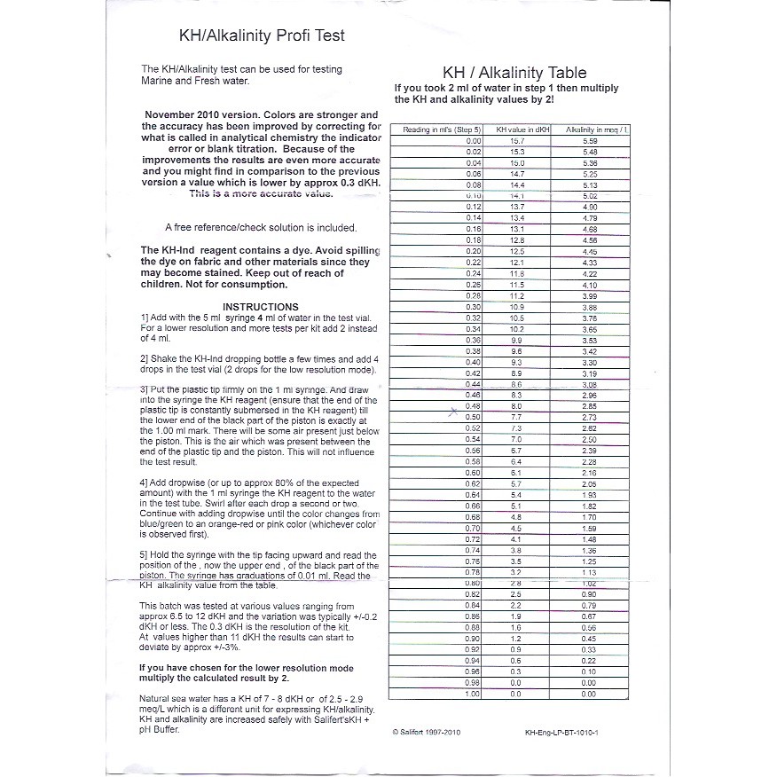 ล๊อตใหม่ล่าสุด-salifert-kh-alk-100-200-test-ชุดวัดค่าkh-ของแท้นำเข้าจากประเทศฮอลแลนด์-สำหรับตู้ปลาและปะการัง-ใช้ง่าย