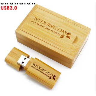 สินค้า Customized LOGO Wooden USB3.0 Flash Drive Memory Stick+ Box pendrive 64GB