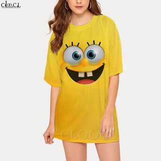 เสื้อยืดคอกลมแขนสั้นพิมพ์ลาย Spongebob 3d
