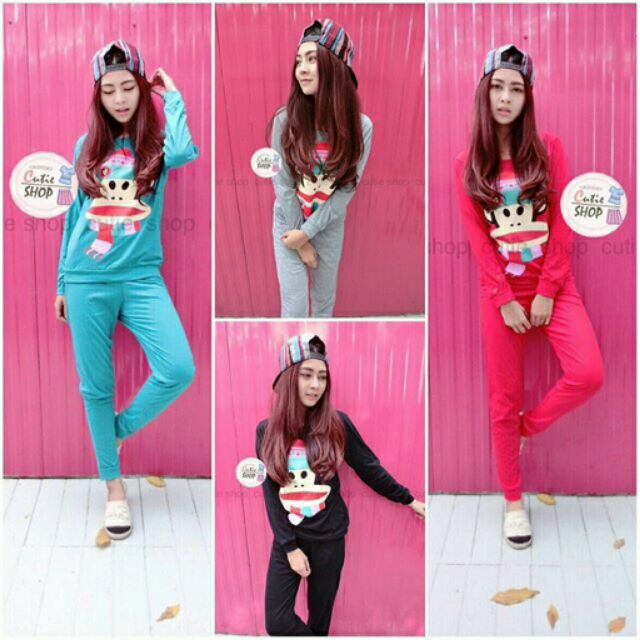 setเสื้อแขนยาว-กางเกง-paulfrank-4สีพร้อมส่งค่ะ-ช้าอดนะค่ะ