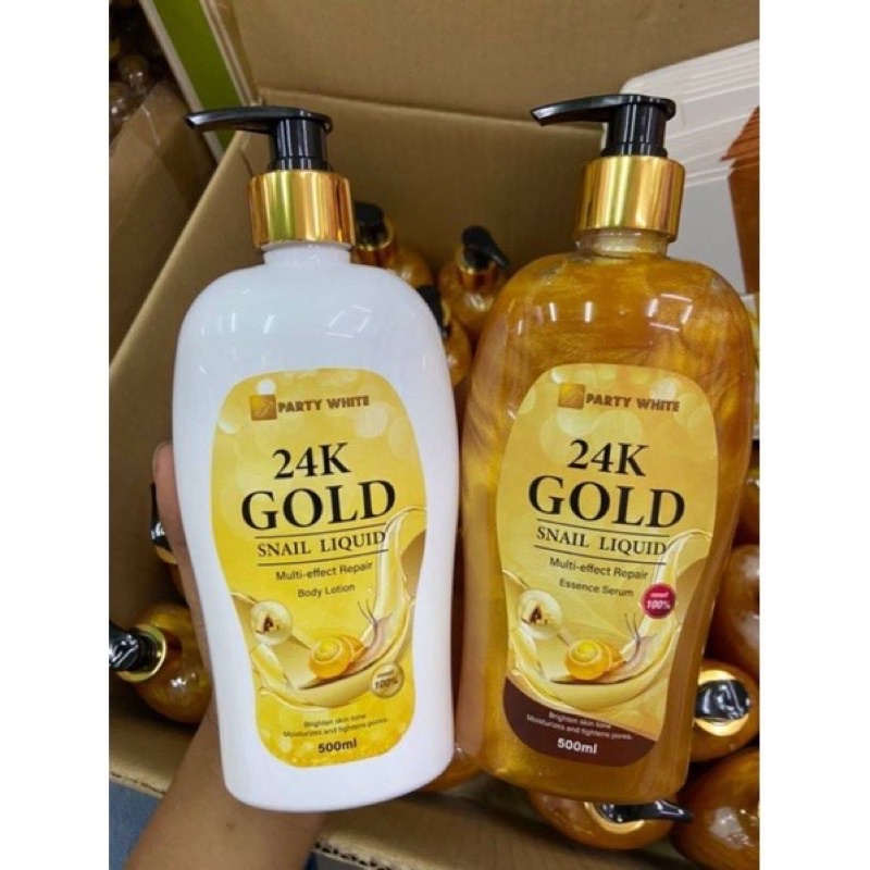 เซรั่มgoldทองคำ24kบำรุงผิวเร่งผิวขาว500mlสีทอง