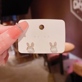 สินค้า Shuling ต่างหูเข็มเงิน S925 รูปกระต่ายโอปอลน่ารัก
