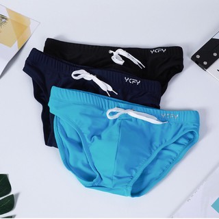 🔥พร้อมส่ง🔥กางเกงว่ายน้ำชาย YCFY ทรงbriefs เอวต่ำ มีซับกระเป๋าใส่ฟองน้ำ มีฟองน้ำให้