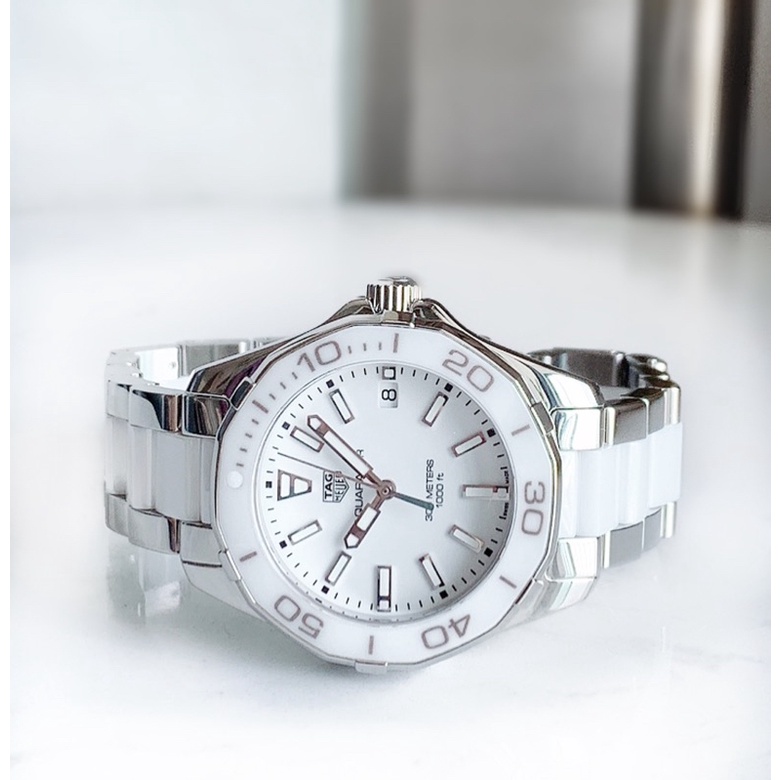 **Used : Tag Heuer Aquaracer White Dial Ceramic Bezel 35mm. | Shopee ...