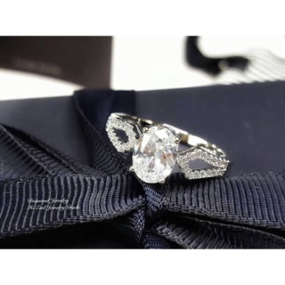 Diamond Ring แหวนเพชร CZ แท้เพชรเม็ดชูทรงหยดน้ำขนาด 2 กะรัต