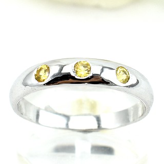 💎S599 แหวนพลอยแท้ แหวนเงินแท้ชุบทองคำขาว พลอยบุษราคัมแท้ 100%