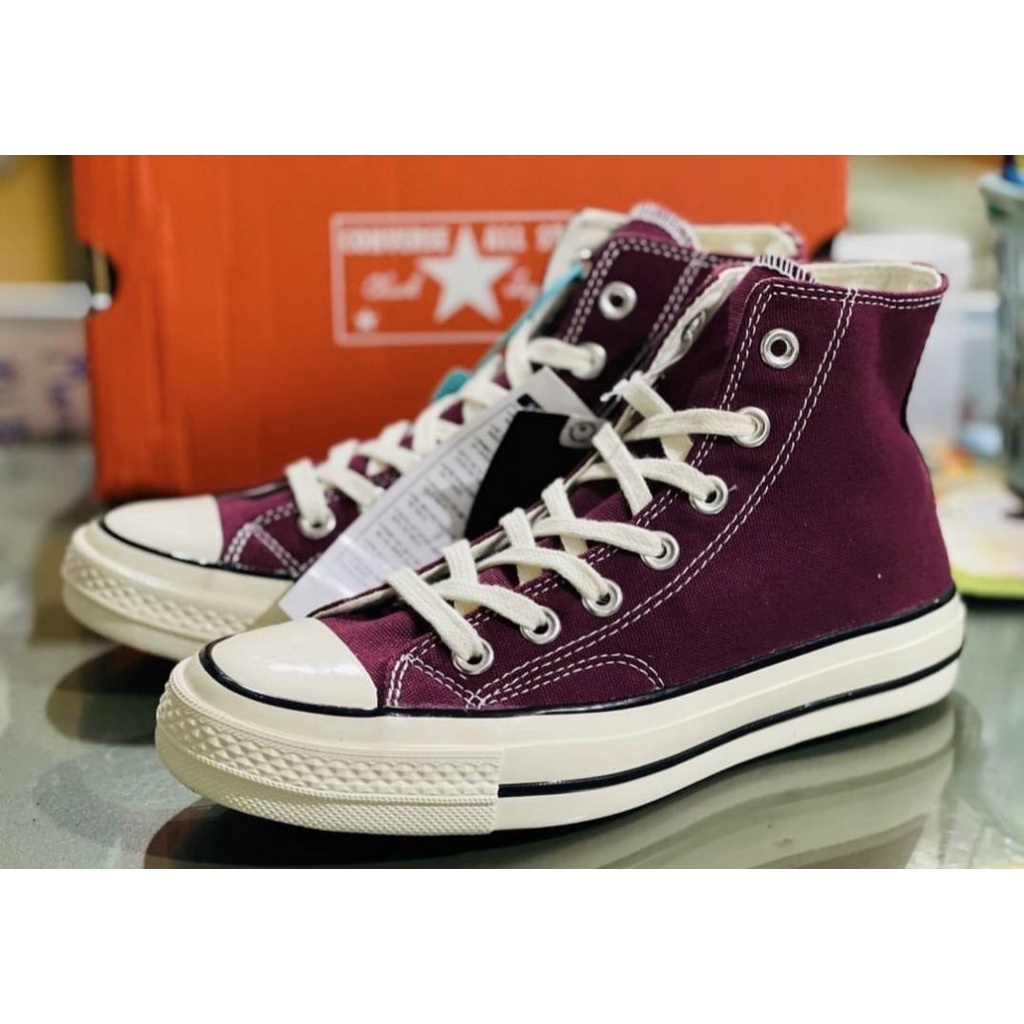 สินค้าขายดี-รองเท้าผ้าใบหุ้มข้อสีแดงเลือดหมู-converse-firststring-1970s-repro-hi-top