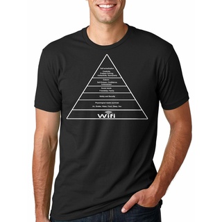 เสื้อยืดผ้าฝ้ายพิมพ์ลายขายดี เสื้อยืด แขนสั้น พิมพ์ลาย Maslow hierarchy of needs WIFI สําหรับผู้ชาย