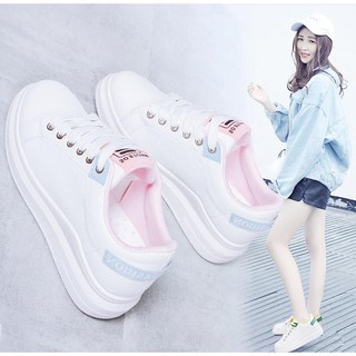 เช็ครีวิวสินค้ารองเท้าผ้าใบแฟชั่นผู้หญิง สไตล์เกาหลี ทรงสปอร์ต (เพิ่มไซส์) H518