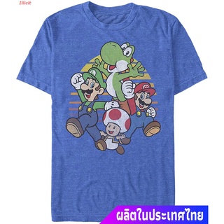 เสื้อยืดแขนสั้น Nintendo Mens Mario And Friends Circle Retro T-Shirt Short sleeve T-shirts