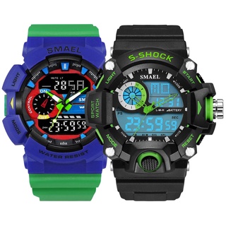 Mens watches Set SMAEL waterproof digital sport Watch for male colorful automatic CLOCK1436 1385 relogio masculino Army