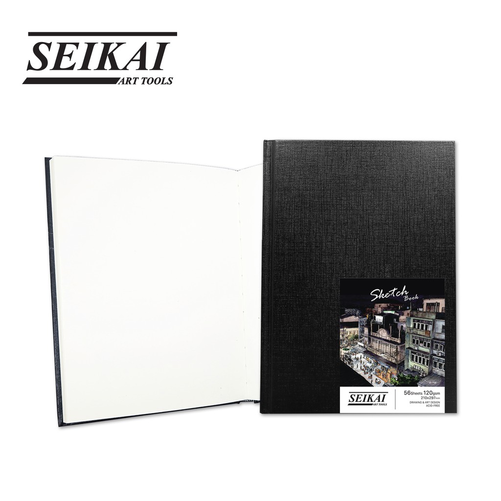 seikai-สมุดสเก๊ตช์ปกดำ-coil-sketchbook-1-เล่ม