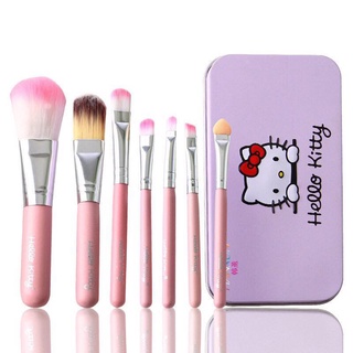 ชุดแปรงแต่งหน้าคิตตี้ Hello Kitty 1 กล่องมี 7 ชิ้น ชุดเซทแปรงแต่งหน้าขนนุ่ม