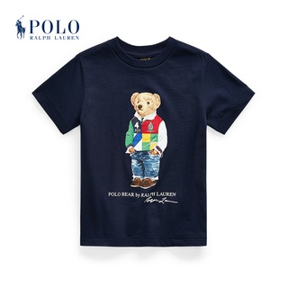 Ralph Lauren เสื้อยืดโปโล ผ้าฝ้าย พิมพ์ลายหมี RL35593