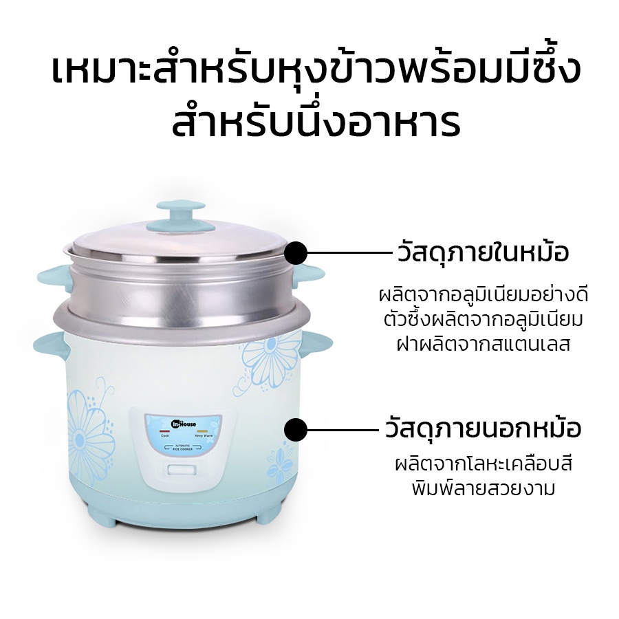 หม้อหุงข้าว-หม้อหุงข้าวไฟฟ้า-หม้อหุงข้าวเล็ก-ขนาด-1-8ลิตร-กำลังไฟ-650-วัตต์-พร้อมที่นึ่งอาหาร-หุงไม่ติดหม้อ-aj