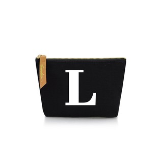 กระเป๋าผ้าลายอักษร ALPHABET  Pouch Coin Bag BLACK  L