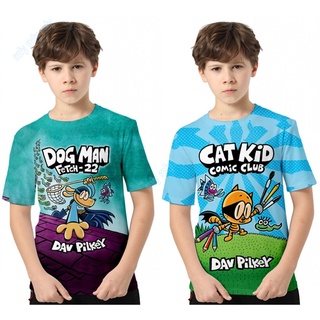 ภาพหน้าปกสินค้าเสื้อยืดแขนสั้นลายการ์ตูนสำหรับเด็ก Dog Man and Cat Kid ที่เกี่ยวข้อง