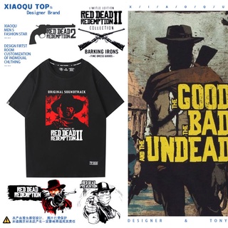 เสื้อยืดผู้ชาย Red Dead Redemption 2PS4 Big Cousin 2 เกมอุปกรณ์ต่อพ่วงแขนสั้นเสื้อยืดผู้ชายและผู้หญิงผ้าฝ้ายครึ่งแขนเสื้