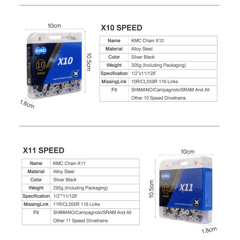 ของแท้-โซ่จักรยานเสือภูเขา-kmc-x9-x10-x10el-x11-x11el-x12-11-ความเร็ว-สําหรับ-shimano-road