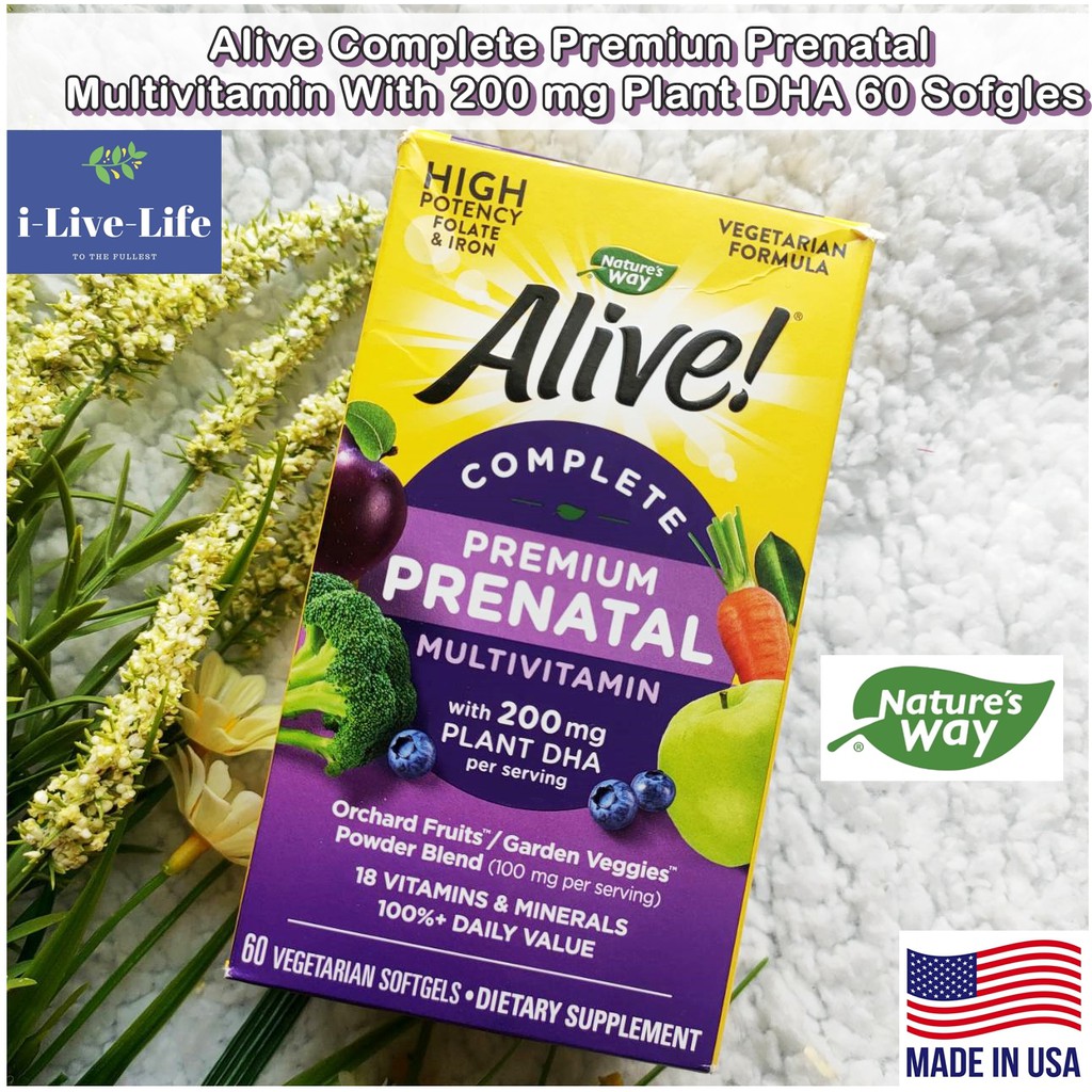 วิตามินรวม Alive Complete Premiun Prenatal Multivitamin With 200 mg