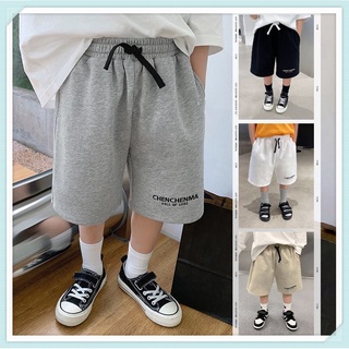 กางเกงขาสั้นเด็กชายฤดูร้อน/ตัวอักษรเกาหลีพิมพ์หลวมและลำลองผ้าฝ้ายกางเกงห้าจุดระบายอากาศ