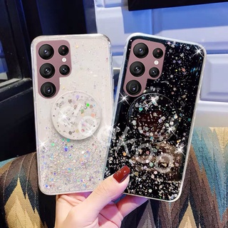 เคสโทรศัพท์ Samsung Galaxy S22 Ultra S22+ Plus A03 Phone Case Glitter Star with Stand Holder Softcase Back Cover Handphone Casing เคส ซัมซุงS22 GalaxyS22 S22Ultra