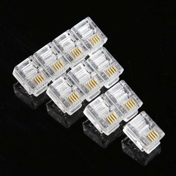 100x4-pin-rj-11-rj-11-modular-ปลั๊กเชื่อมต่อโทรศัพท์คริสตัล